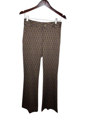 Cabi Womens Directors Trousers Brown Black Geometric Print Pants Size 2